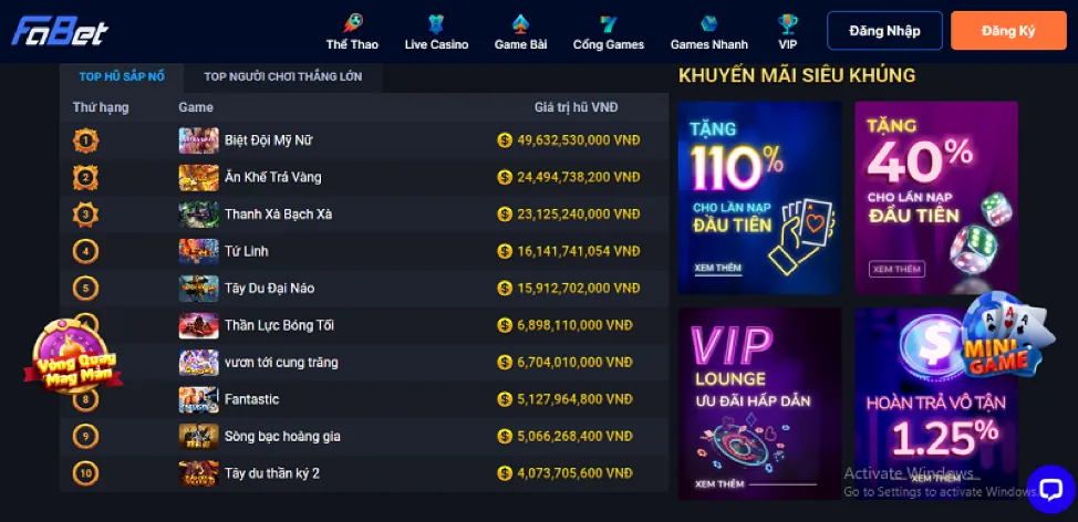 Chi tiết hoàn trả thể thao casino 6ff bet